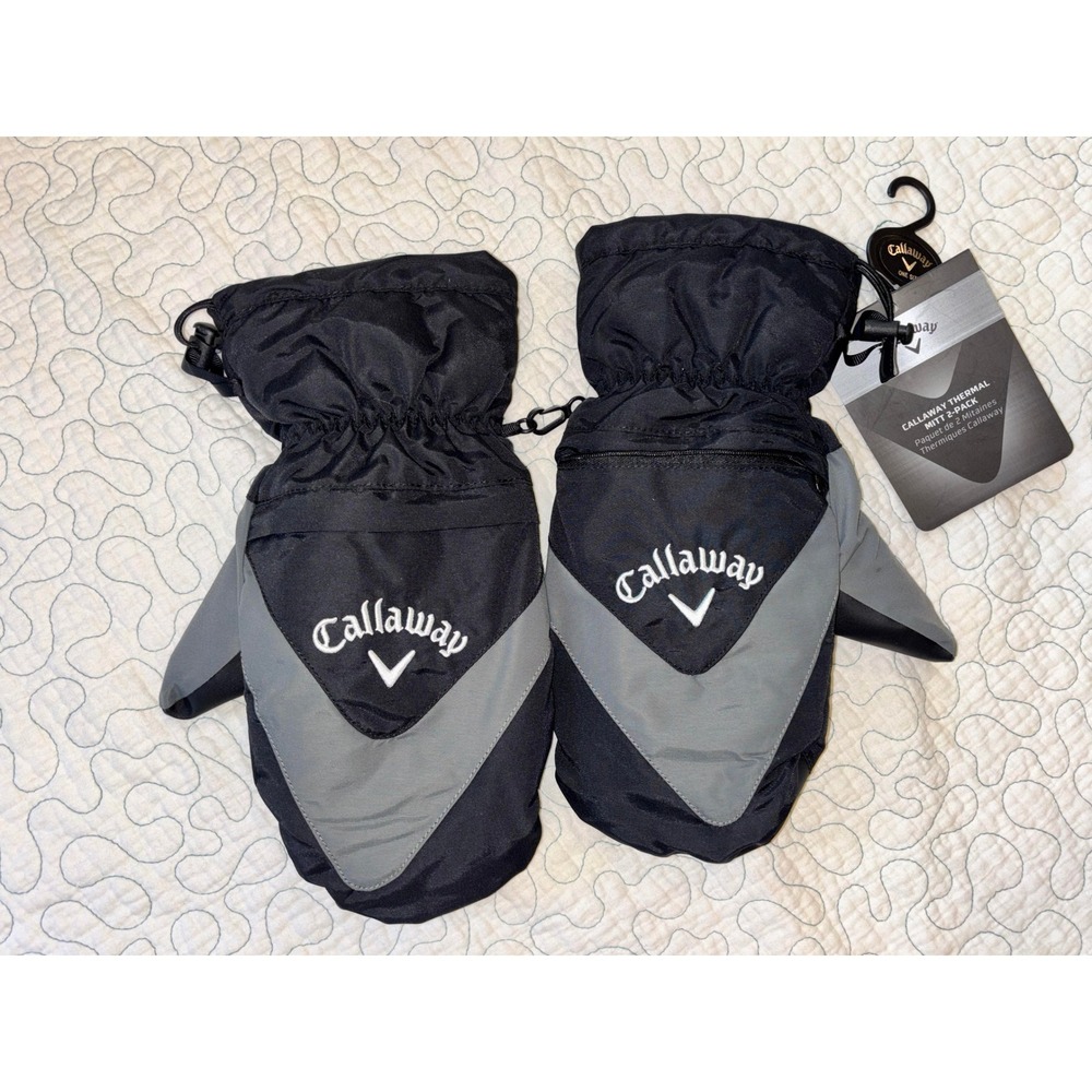 Callaway Thermal Mitt 2-Pack Black Grey Golf Mittens OSFM